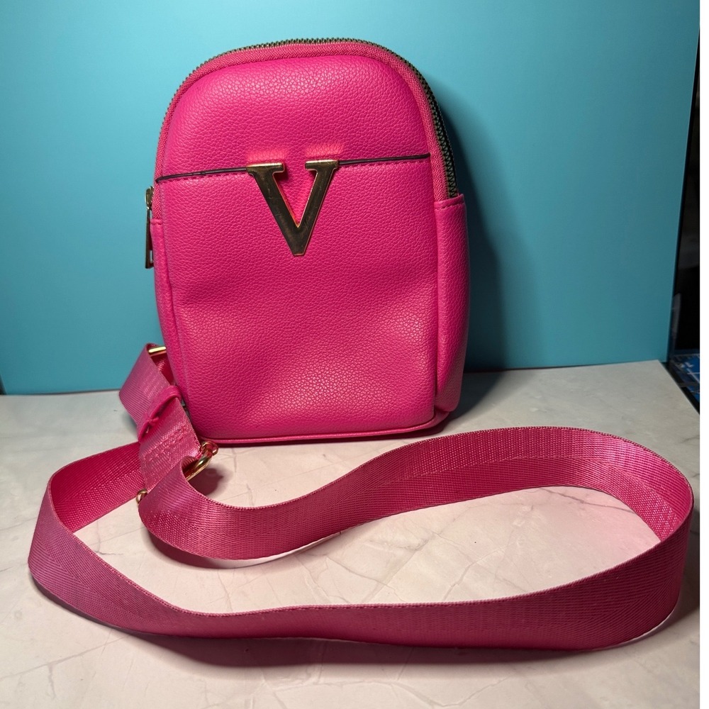Victorias Secret Bag Hot Pink Gold V Hardware Vegan Messenger
